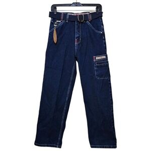 Paco Jeans Y2K Cargo Baggy Boys 12‎ 27x27 Belt Surfboard Charm Aviator Vtg NWT